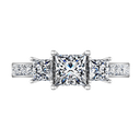 Three Stone Princess Cut Diamond Engagement Ring Rebecca 14K White Gold