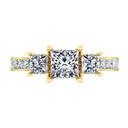 Three Stone Diamond Princess Cut Engagement Ring Rebecca 14K Yellow Gold