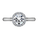 Round Diamond Halo  Engagement Ring Etoile 14K White Gold