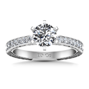 Round Diamond Pave Engagement Ring Arabesque 14K White Gold