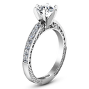 Round Diamond Pave Engagement Ring Arabesque 14K White Gold