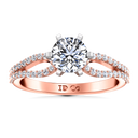Pave Diamond Engagement Ring Tres Jolie 14K Rose Gold