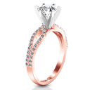 Pave Diamond Engagement Ring Tres Jolie 14K Rose Gold