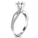 Round Diamond Pave Engagement Ring Tres Jolie 14K White Gold