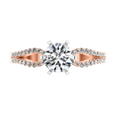 Pave Diamond Engagement Ring Tres Jolie 14K Rose Gold