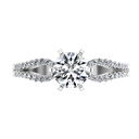 Round Diamond Pave Engagement Ring Tres Jolie 14K White Gold