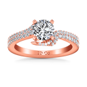 Pave Diamond Engagement Ring Amber 14K Rose Gold