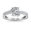 Pave Round Diamond Engagement Ring Amber 14K White Gold