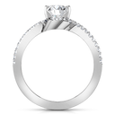 Pave Round Diamond Engagement Ring Amber 14K White Gold