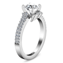 Pave Round Diamond Engagement Ring Amber 14K White Gold