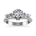 Round Diamond Pave Engagement Ring Regal 14K White Gold