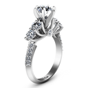 Round Diamond Pave Engagement Ring Regal 14K White Gold