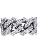 14K White Gold Diamond Cuban Link Ring | 20 Grams | 4.00 Carats