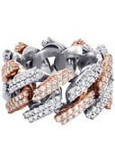 14K Rose And White Gold Diamond Cuban Link Ring | 20 Grams | 4.00 Carats