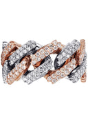 14K Rose And White Gold Diamond Cuban Link Ring | 20 Grams | 4.00 Carats