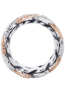14K Rose And White Gold Diamond Cuban Link Ring | 20 Grams | 4.00 Carats