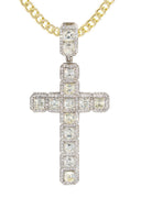 14K Yellow Gold Cross Diamond Pendant & Cuban Chain | 8.99 Carats