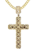 14K Yellow Gold Cross Diamond Pendant & Cuban Chain | 8.99 Carats