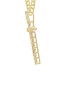 14K Yellow Gold Cross Diamond Pendant & Cuban Chain | 3.1 Carats