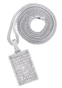 14K White Gold Dog Tag Diamond Pendant & Franco Chain | 10.8 Carats