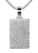 14K White Gold Dog Tag Diamond Pendant & Franco Chain | 10.8 Carats