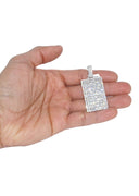 14K White Gold Dog Tag Diamond Pendant & Franco Chain | 10.8 Carats