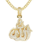 14K Yellow Gold Arabic Allah Diamond Pendant & Cuban Chain | 7 Carats