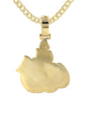 14K Yellow Gold Arabic Allah Diamond Pendant & Cuban Chain | 7 Carats