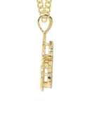 14K Yellow Gold Arabic Allah Diamond Pendant & Cuban Chain | 7 Carats
