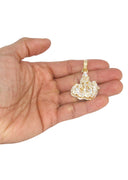 14K Yellow Gold Arabic Allah Diamond Pendant & Cuban Chain | 7 Carats