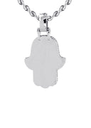Diamond 14K White Gold Hamsa Pendant & Rope Chain | 8.47 Carats