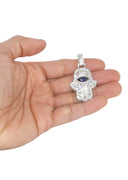 Diamond 14K White Gold Hamsa Pendant & Rope Chain | 8.47 Carats