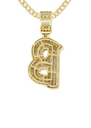 14K Yellow Gold Letter "B" Baguette Diamond Necklace | 2.15 Carats