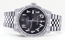 Womens Rolex Datejust Watch 16200  | 36Mm | Black Arabic Dial | Fluted Bezel | Jubilee Band