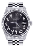 Womens Rolex Datejust Watch 16200  | 36Mm | Black Arabic Dial | Fluted Bezel | Jubilee Band