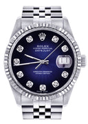 Womens Rolex Datejust Watch 16200  | 36Mm | Blue Black Dial | Fluted Bezel | Jubilee Band