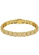 Gold Plated Iced Out Square Cluster Bracelet