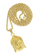 Mens Gold Plated Rope Chain & Buddha Pendant | Appx. 30.8 Grams