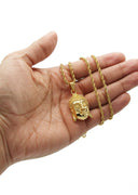 Mens Gold Plated Rope Chain & Buddha Pendant | Appx. 30.8 Grams
