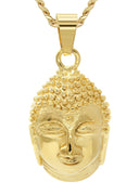 Mens Gold Plated Cuban Link Chain & Buddha Pendant | Appx. 29.2 Grams