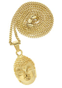Mens Gold Plated Cuban Link Chain & Buddha Pendant | Appx. 29.2 Grams