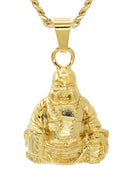 Mens Gold Plated Cuban Link Chain & Buddha Pendant | Appx. 30.3 Grams