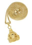 Mens Gold Plated Cuban Link Chain & Buddha Pendant | Appx. 30.3 Grams