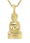 Mens Gold Plated Cuban Link Chain & Buddha Pendant | Appx. 36 Grams