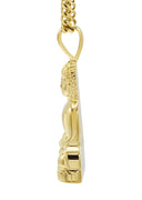 Mens Gold Plated Cuban Link Chain & Buddha Pendant | Appx. 36 Grams