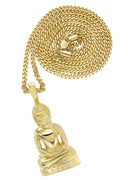 Mens Gold Plated Cuban Link Chain & Buddha Pendant | Appx. 36 Grams