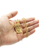 Mens Gold Plated Rope Chain & Jesus Piece Chain | Appx. 32.8 Grams