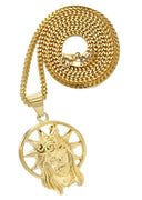Mens Gold Plated Cuban Link Chain & Jesus Piece Chain | Appx. 20 Grams