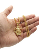 Mens Gold Plated Cuban Link Chain & Jesus Piece Chain | Appx. 20 Grams