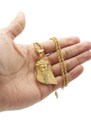 Mens Gold Plated Rope Chain & Jesus Piece Chain | Appx. 22.5 Grams